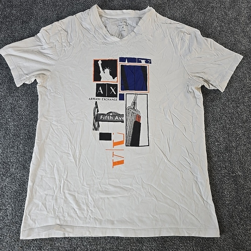 Armani Exchange T Shirt Mens Medium White New York Graphic